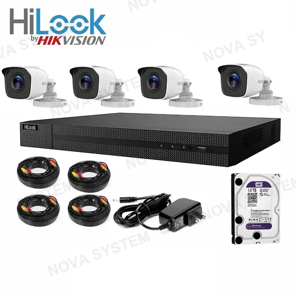 HILOOK HILOOK HIKIT/204G/4XB120PC Kit Cámara de Seguridad 2MP: DVR+ Disco 1TB+4Cámaras+4Cables Prepararos+1Fuente