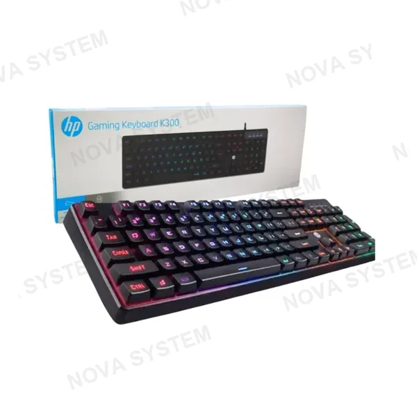 HP HP K300 Teclado gamer mecánico con retroiluminado, 105 botones y USB