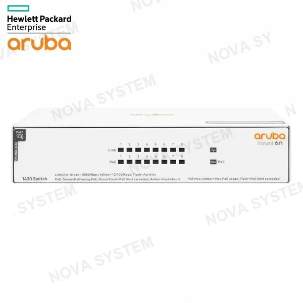 HPE ARUBA HPE ARUBA 1430 Switch 8 puertos Giga POE 64w clase 4 R8R46A