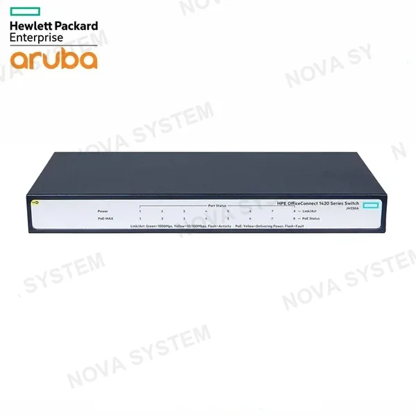 HPE ARUBA HPE ARUBA JH330A - Switch HPE OfficeConnect 1420 (JH330A), 8G, 8 RJ-45 GbE, PoE (64W).