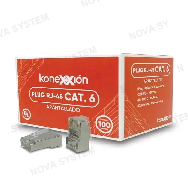 KONEXXION KONEXXION 7202040002 Conector Plug RJ45 Cat6 Apantallado Caja de 100 Unidades