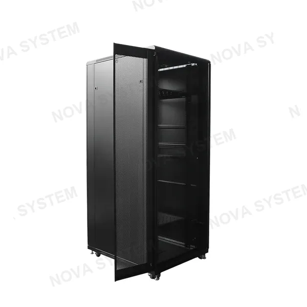 LINKBASIC LINKBASIC NCB42-810-CFA Gabinete De Piso 42RU 800 X 1000mm Puertas: Frontal De Vidrio Con Marco Y Posterior Doble Hoja con Malla - Desarmado