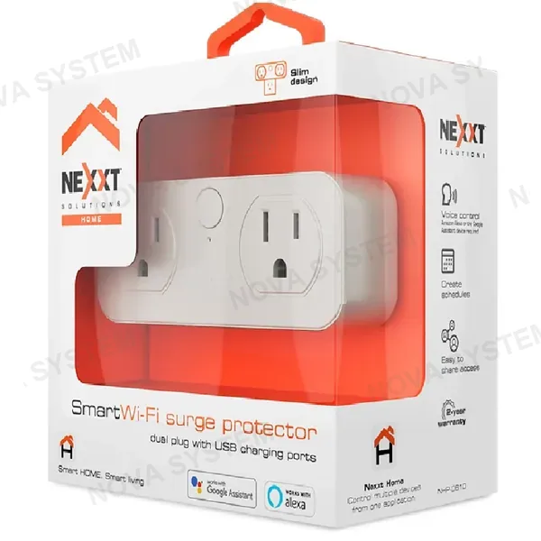 NEXXT SOLUTIONS NEXXT SOLUTIONS NHP-D610 Enchufe Tomacorriente Inteligente WIFI 2 Tomas 100-240VAC 15A