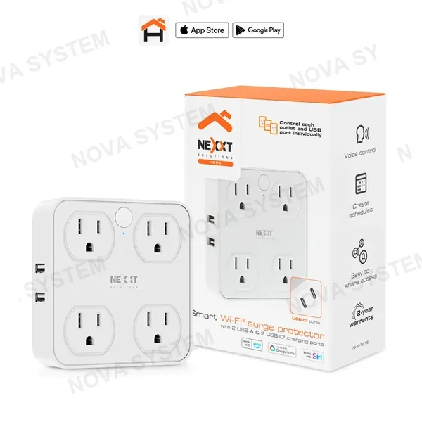 NEXXT SOLUTIONS NEXXT SOLUTIONS NHP-T615 Enchufe Inteligente Wifi 4 Tomas + USB-A y USB-C