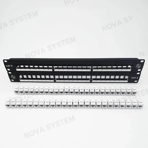 SATRA SATRA 0102024801 Patch Panel Cat6 48 Puertos Cargado con Jack Blanco