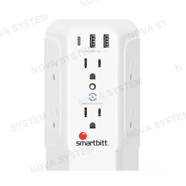 SMARTBITT SMARTBITT SBSS-BW6-3U Supresor De Picos 6 Tomas Con 2 Puertos USB