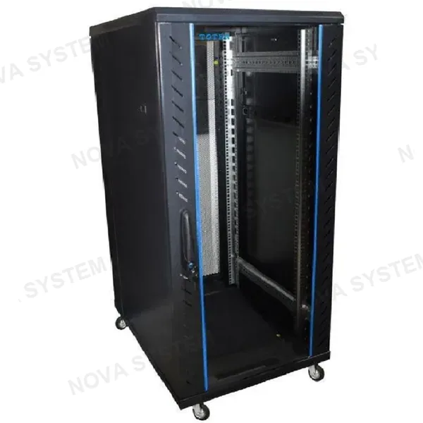 TOTEN TOTEN G4.8142.7801 Gabinete de piso 42RU puerta delantera vidrio y posterior doble microperforada 2.06(Alt) x 0.80(Anc) x 1.10(P)