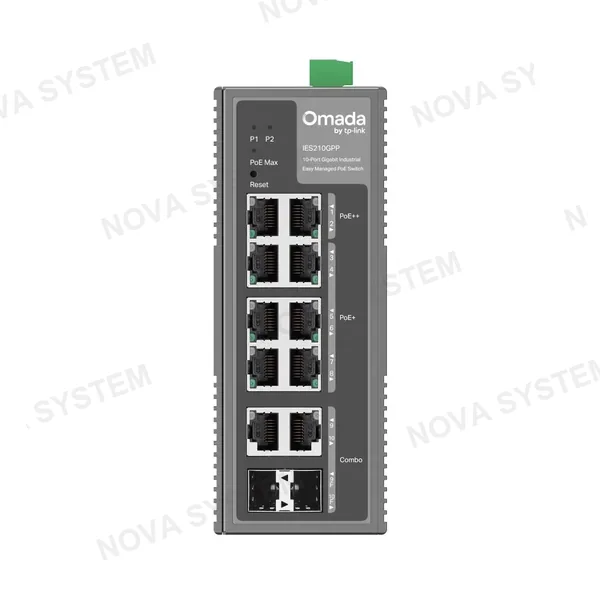 TP-LINK TP-LINK IES210GPP Conmutador industrial Gigabit Omada de 10 puertos fácil de administrar con 6 puertos PoE+ y 2 puertos PoE++
