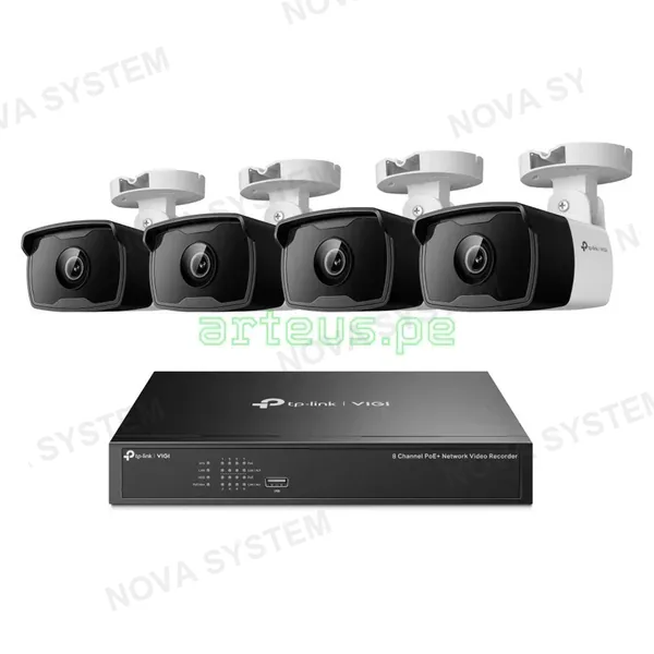 TP-LINK TP-LINK VIGI NK8P-B434I Kit 4 Cámaras Bullet 3MP y NVR 8 Canales