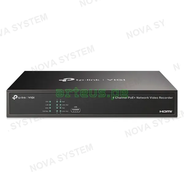 TP-LINK TP-LINK VIGI NVR1004H-4P-2TB Grabador de Video NVR PoE+ 4 Canales 4K y 2TB HDD