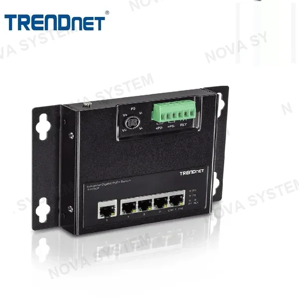 TRENDNET TRENDNET TI-PG50F - Switch de acceso frontal de montaje en pared Gigabit PoE industrial de 5 puertos