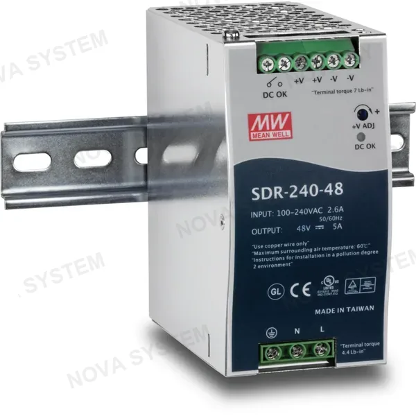 TRENDNET TRENDNET TI-S24048, Fuente de alimentación industrial de riel DIN salida 48v 240W