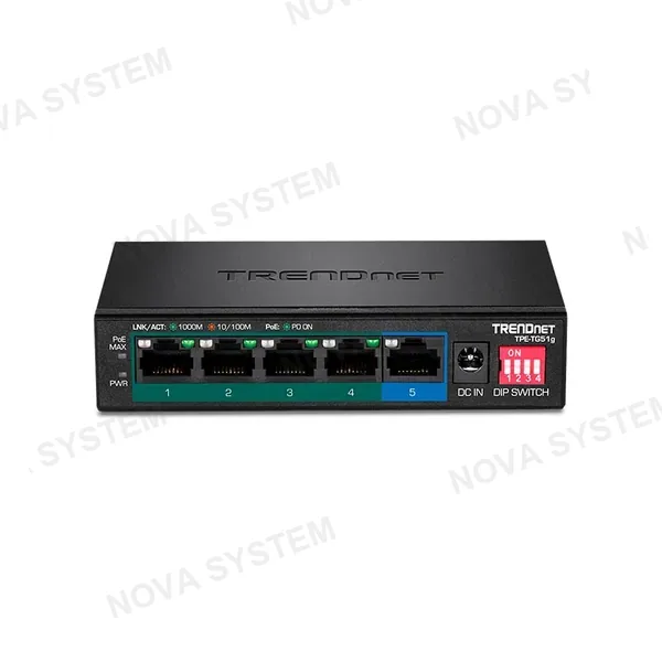 TRENDNET TRENDNET TPE-TG51G Switch de red 4 puertos Gigabit PoE+ y 1 puerto gigabit