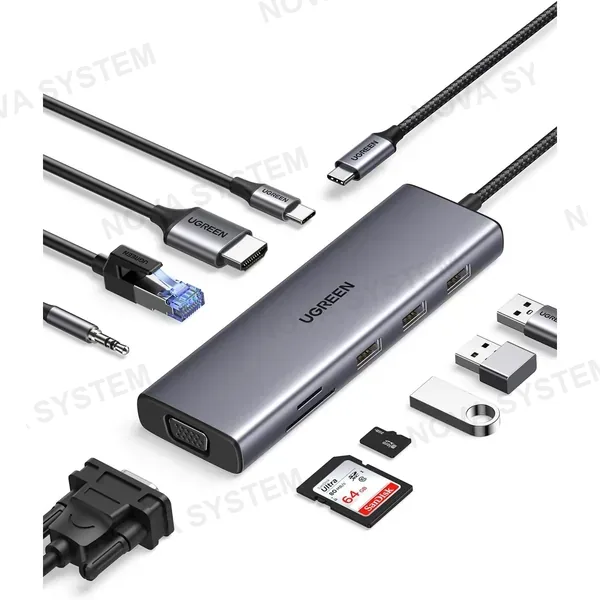 UGREEN UGREEN CM498 15601 Docking Hub USB-C 10 en 1 4K HDMI VGA Ethernet