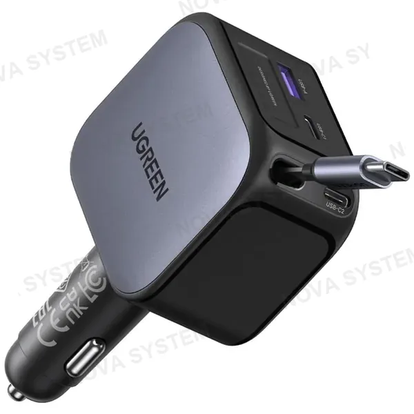 UGREEN UGREEN EC604 55910B Cargador de Auto con Cable Retráctil 145W
