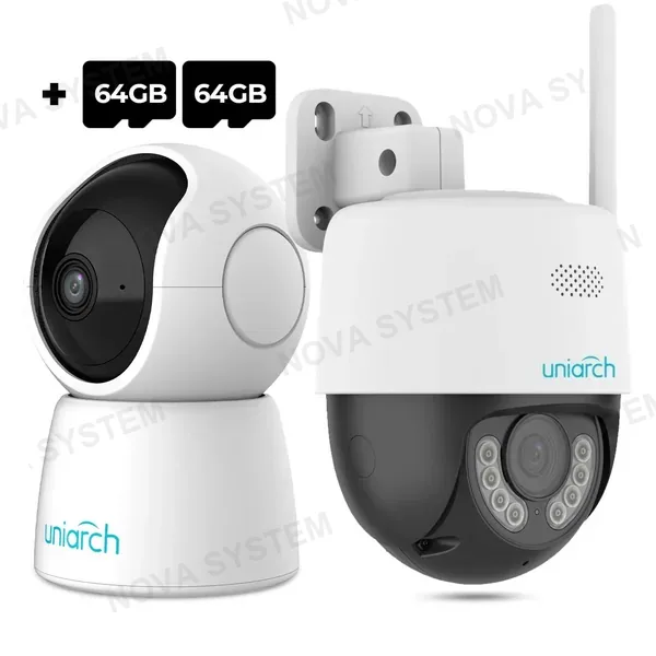 UNIVIEW UNIVIEW KIT-2 Pack Cámaras de seguridad Wifi 2MP interior y exterior + MicroSD 64Gb