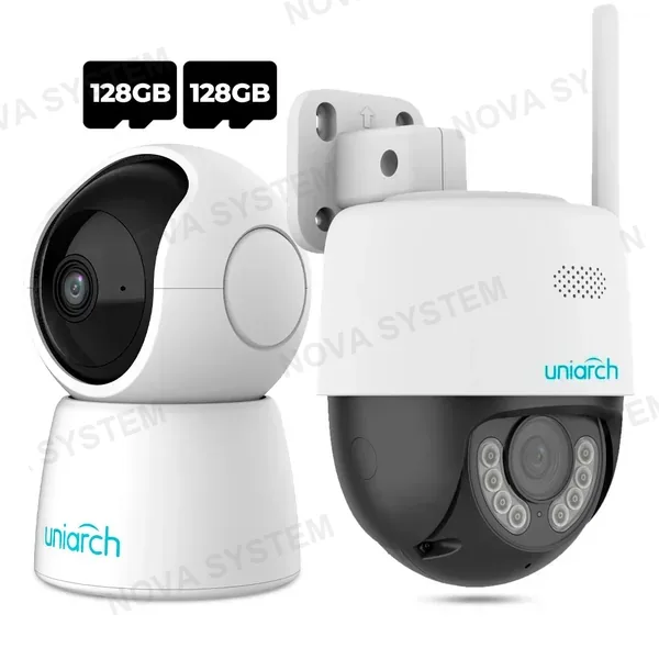 UNIVIEW UNIVIEW KIT-3 Pack Cámaras de seguridad Wifi 2MP interior y exterior + MicroSD 128Gb