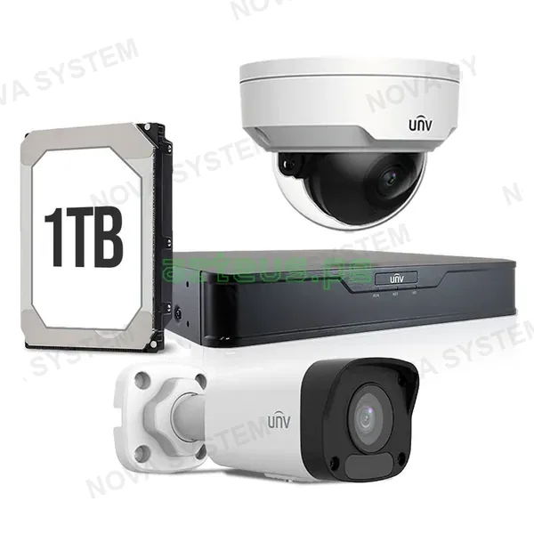 UNIVIEW UNIVIEW KITIP-1 Kit cámara de seguridad IP 2MP: NVR 4ch+1Ext+1Int+1TB