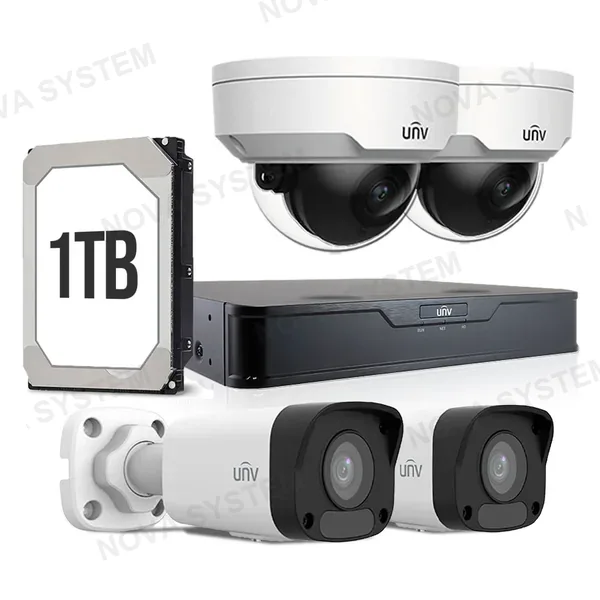 UNIVIEW UNIVIEW KITIP-2 Kit cámara de seguridad IP 2MP: NVR 4ch+2 Ext+2Int+1TB