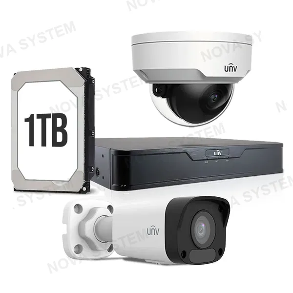 UNIVIEW UNIVIEW KITIP-4 Kit cámara de seguridad IP 2MP: NVR 8ch+1Ext+1Int+1TB
