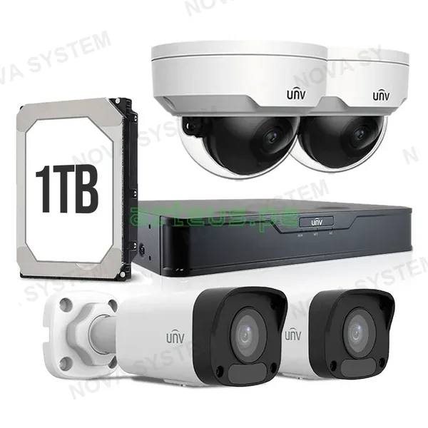 UNIVIEW UNIVIEW KITIP-5 Kit cámara de seguridad IP 2MP: NVR 8ch+2Ext+2Int+1TB