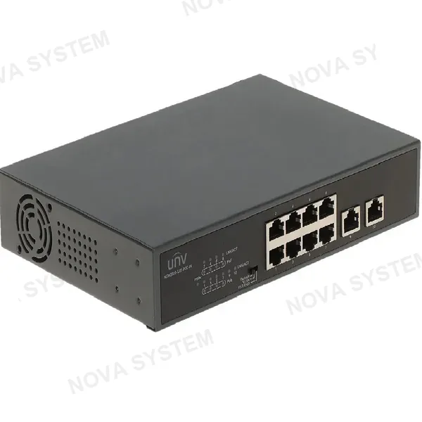 UNIVIEW UNIVIEW NSW2010-10T-PoE-IN Switch 8 puertos POE y 2 puertos 10/100, Metal rackeable