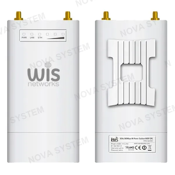 WIS NETWORKS WIS NETWORKS WIS-S5300 Radio Estación Base 5GHZ MiMo 2x2 hasta 500mW 2x SMA RP Hembra GbE
