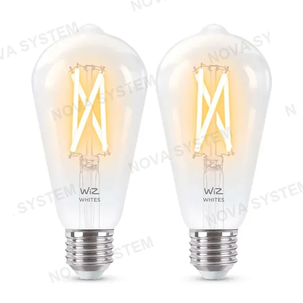 WIZ WIZ PACK-2 Foco de Filamento Inteligente ST64 E27 7W Luz Blanca Cálida y Fría 806Lúmenes