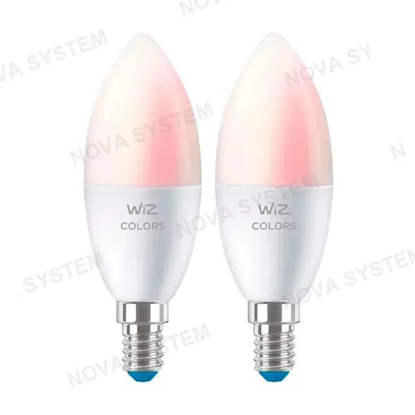 WIZ WIZ PACK-2 Foco Vela WIFI inteligente C37, E14, RGB, 4.9w, multicolor, 470 lúmenes, 15000 horas 929002448812