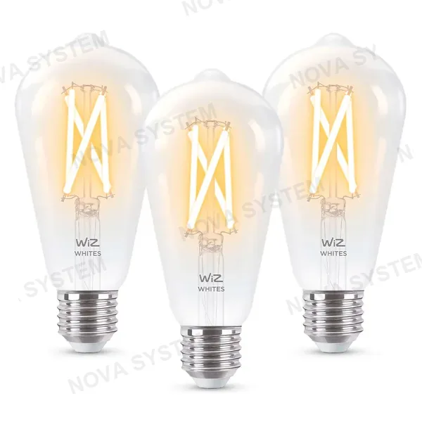WIZ WIZ PACK-3 Foco de Filamento Inteligente ST64 E27 7W Luz Blanca Cálida y Fría 806Lúmenes
