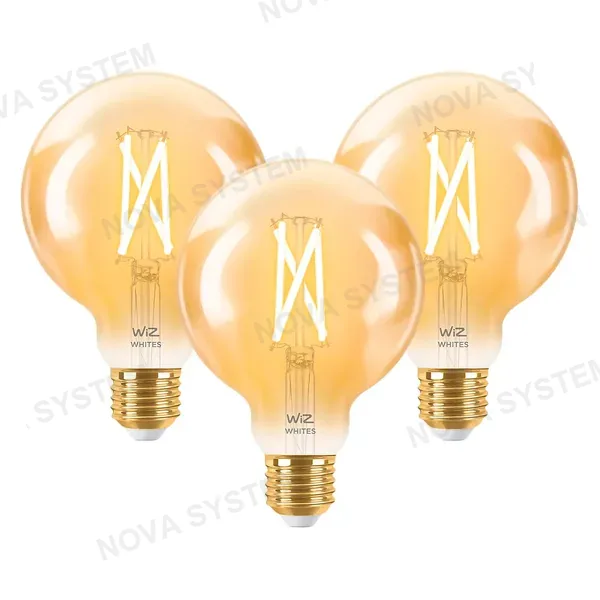 WIZ WIZ PACK-3 Foco Globo Filamento Inteligente Ambar G95 E27 6.9W 640Lúmenes