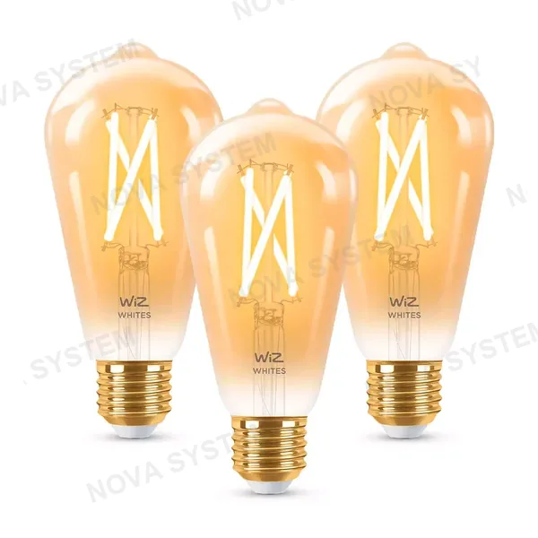 WIZ WIZ PACK-3 Foco Pera filamento ámbar WIFI inteligente ST64 E27, 50w, 640 lúmenes, 15000 horas 929003018712