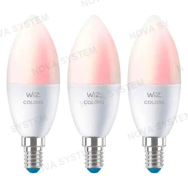 WIZ WIZ PACK-3 Foco Vela WIFI inteligente C37, E14, RGB, 4.9w, multicolor, 470 lúmenes, 15000 horas 929002448812