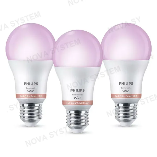 WIZ WIZ PACK-3 Foco WIFI inteligente RGB A60, E27, 60w, 806 lúmenes, 25000 horas 929003601011