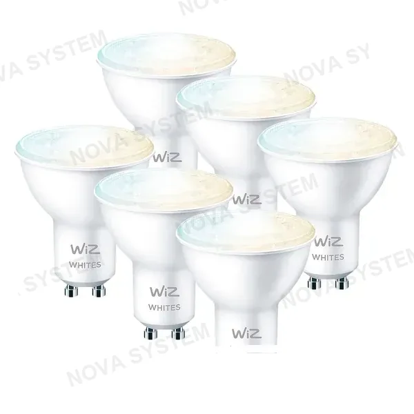 WIZ WIZ PACK-6 Foco Dicroica Inteligente Blanco GU10 4.9W 400Lúmenes Alexa Siri