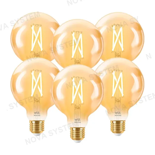 WIZ WIZ PACK-6 Foco Globo Filamento Inteligente Ambar G95 E27 6.9W 640Lúmenes