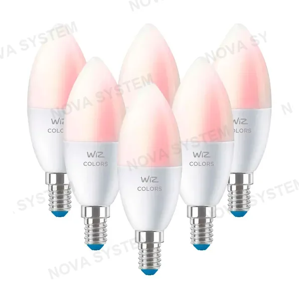 WIZ WIZ PACK-6 Foco Vela WIFI inteligente C37, E14, RGB, 4.9w, multicolor, 470 lúmenes, 15000 horas 929002448812