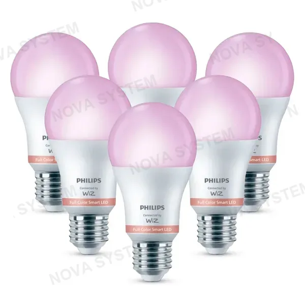 WIZ WIZ PACK-6 Foco WIFI inteligente RGB A60, E27, 60w, 806 lúmenes, 25000 horas 929003601011