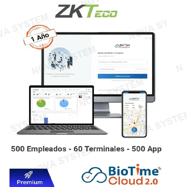 ZKTECO ZKTECO BIOTIMECLOUD 2.0 ENTERPRISE Licencia de Asistencia en Nube 300 Usuarios ZKT0820134