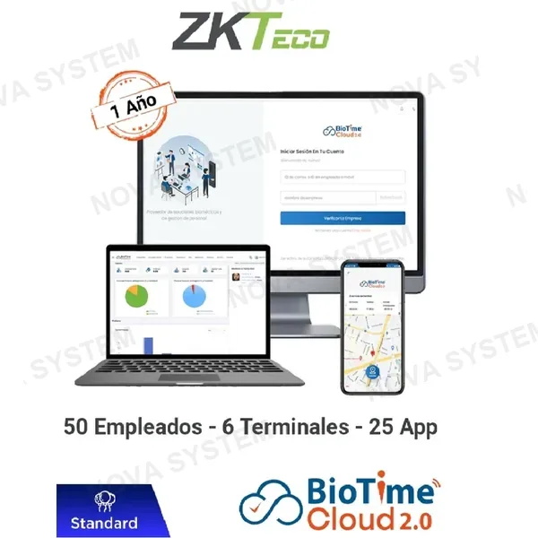 ZKTECO ZKTECO BIOTIMECLOUD 2.0 STANDARD Licencia de Asistencia en Nube 50 Usuarios ZKT0820132