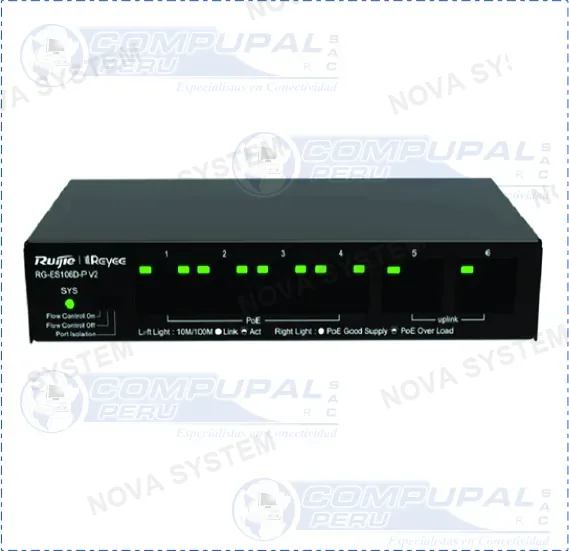 SWITCH RUIJIE RG-ES106D-P V2 4PTS POE+ BASE100 54W...