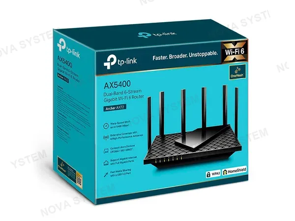 TP-LINK ROUTER TP-LINK AX72 AX5400 5PTS GIGABIT + USB 3.0 ...