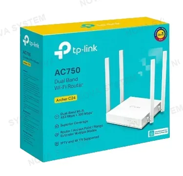 TP-LINK ROUTER TP-LINK ARCHER C24 AC750 5PTS BASE100