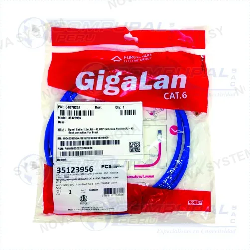 PATCH CORD FURUKAWA CAT6A 35085052 GIGALAN 1MT AZU...
