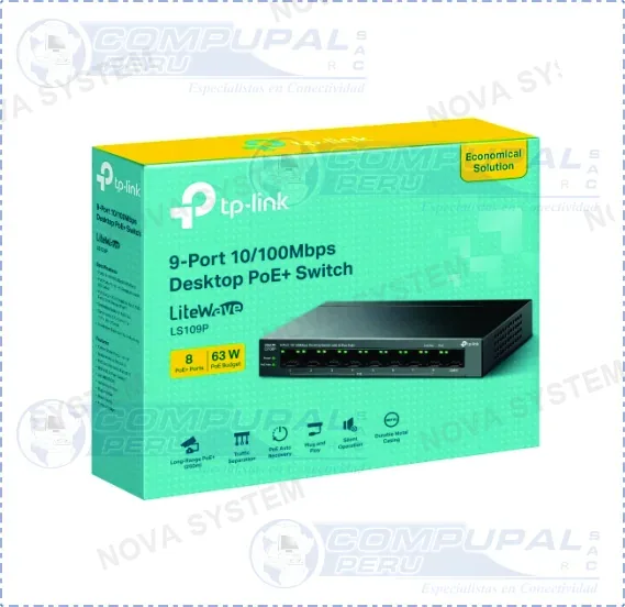 TP-LINK SWITCH TP-LINK LS109P BASE 100 8PTS POE+ 30W METAL