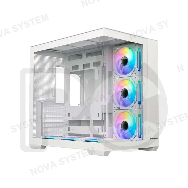 HALION CASE GAMER HALION FISH TANK C708 VIDRIO TEMPLADO 6 FANS ARGB WHITE