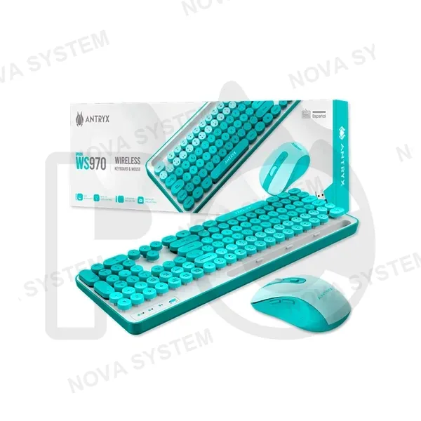 ANTRYX KIT TECLADO Y MOUSE ANTRYX WS-970 GREEN WIRELESS
