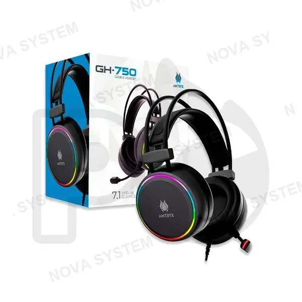 ANTRYX AUDIFONO ANTRYX GH-750 BLACK 7.1 VIRTUAL RGB USB