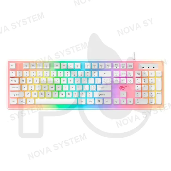 TECLADO HAVIT GAMENOTE KB876L-SP BLANCO TRANSPARENTE RGB