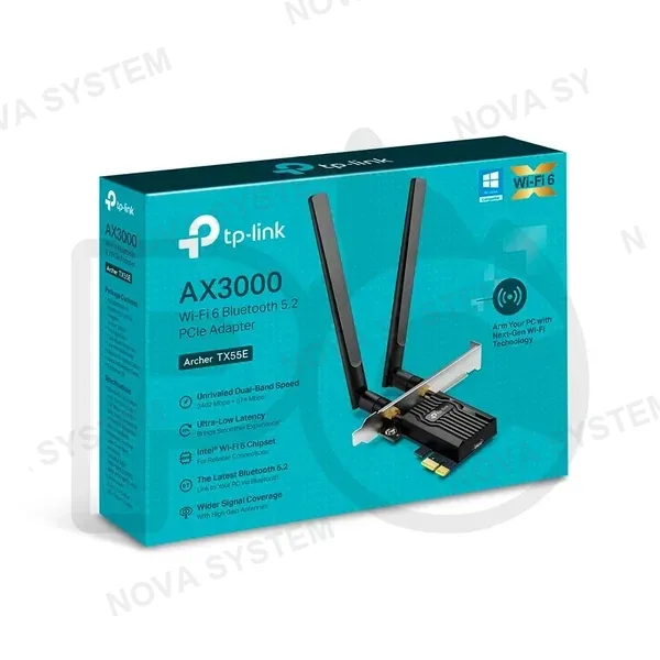 TP-LINK ADAPTADOR TP-LINK ARCHER TX55E AX3000 WIFI6 BLUETOOTH 5.3 PCIE